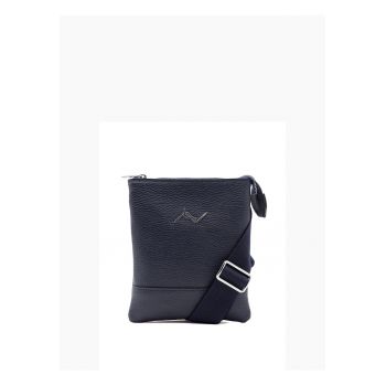 Geanta crossbody de piele cu bareta ajustabila Elora Lux - Albastru