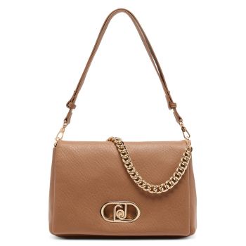 Geanta crossbody de piele ecologica cu bareta ajustabila - Maro deschis