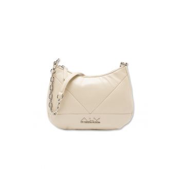 Geanta crossbody de piele ecologica cu bareta din lant Auralia Nova - Bej deschis