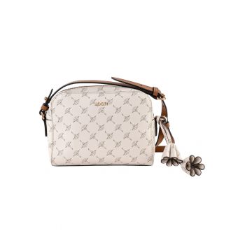 Geanta crossbody de piele ecologica cu canfi si imprimeu Cortina 1.0 - Alb