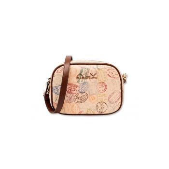 Geanta crossbody de piele ecologica - Maro/Bej deschis