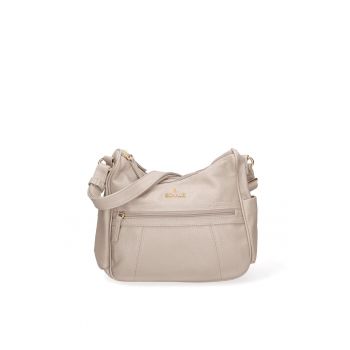 Geanta crossbody din piele ecologica cu buzunare exterioare cu fermoar Seraphina - Bej