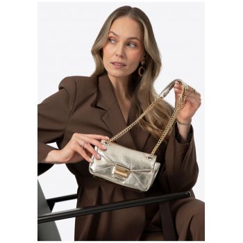 Geanta crossbody  mini - ecologica - aurie - dimensiuni compacte