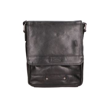 Geanta crossbody unisex de piele - Negru