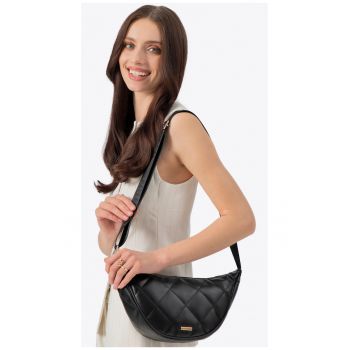 Geanta dama crossbody  ecopiele - detalii geometrice - negru-auriu - 100% poliester