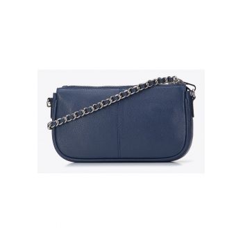 Geanta dama din piele naturala -  set cu 11x2x18cm si 13xwqfwq3x23cm - Bleumarin