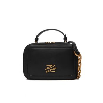 Geanta dama  neagra/aurie - din piele naturala - model 992 B1W30269