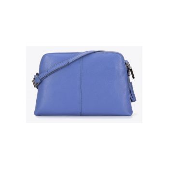 Geanta dama  trapez - piele naturala - violet - cu bretea reglabila