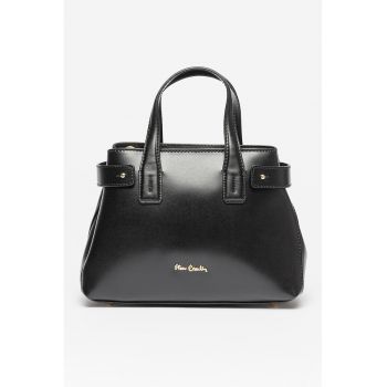 Geanta de piele cu bareta de umar - Negru