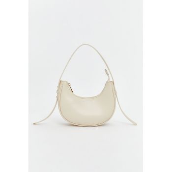 Geanta de piele ecologica cu bareta de umar - Bej deschis