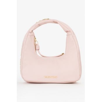 Geanta de piele ecologica cu maner si logo - Alb fildes