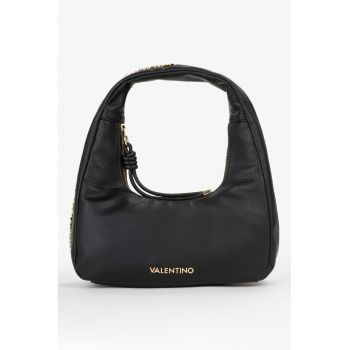 Geanta de piele ecologica cu maner si logo - Negru