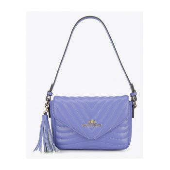 Geanta de umar dama  piele naturala - model pufos - violet deschis - dimensiuni 100% piele naturala.