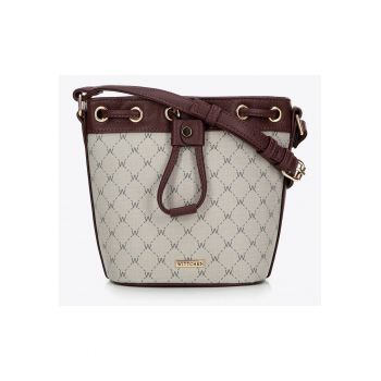 Geanta de umar tip sac  ecologica - monograma - gri-bordo - 100% piele ecologica