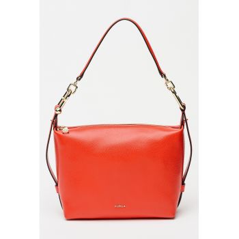 Geanta din piele cu bareta de umar detasabila - Rosu