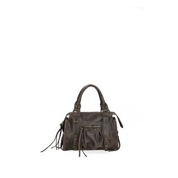 Geanta din piele cu bareta de umar Erisia - Maro inchis