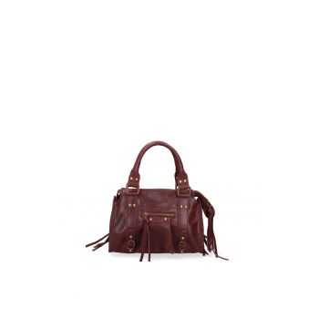 Geanta din piele cu bareta de umar Erisia - Visiniu