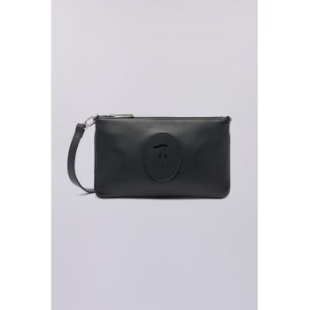 Geanta din piele cu maner Society - Negru