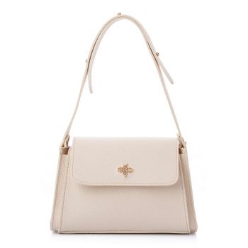 Geanta din piele ecologica cu bareta de umar - Crem