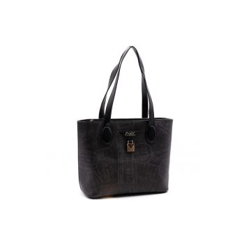 Geanta din piele ecologica cu bareta de umar si model Emberlyn - Negru