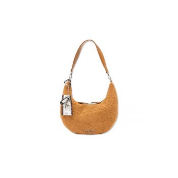 Geanta din piele ecologica cu bareta de umar Zelia Nova - Maro camel