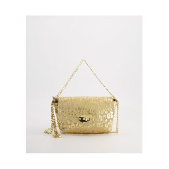 Geanta din piele intoarsa cu animal print