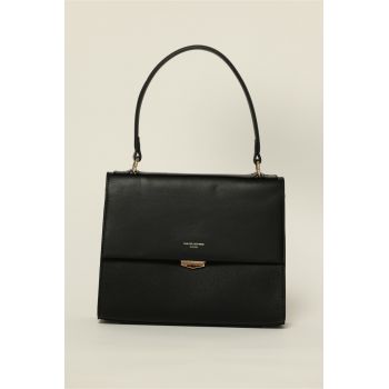 Geanta neagra model clasic cu inchidere metalica