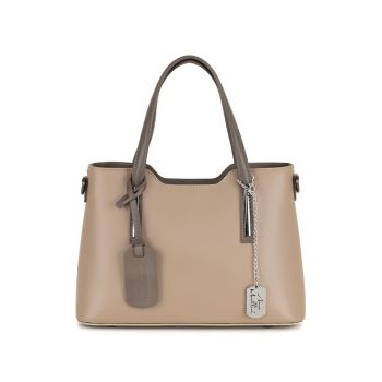 Geanta piele cu bareta de umar1112 - Maro camel