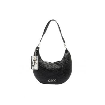 Geanta semiluna de piele ecologica Erevia Lux - Negru