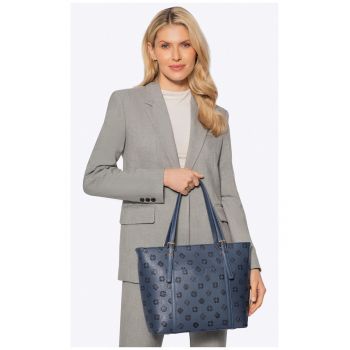 Geanta shopper din ecopiele -  granat - cu doua manere reglabile si curea detasabila