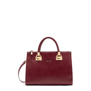 Geanta shopper din piele ecologica cu bareta detasabila - Maro cognac