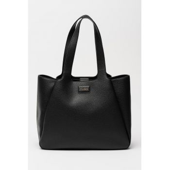 Geanta shopper din piele ecologica cu detaliu logo Orin - Negru