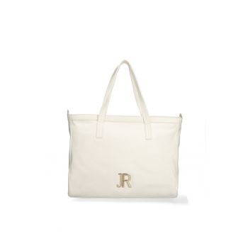 Geanta shopper din piele Eridana - Alb/Auriu