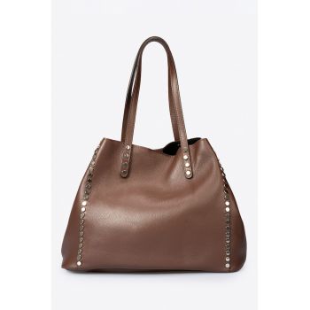Geanta shopper din piele - Maro inchis