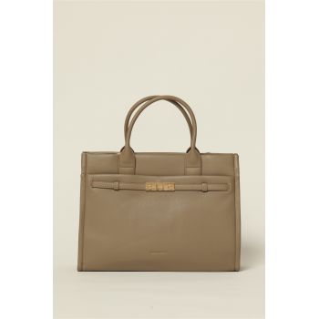 Geanta taupe office cu design modern