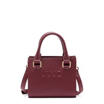 Geanta tote cu logo in relief - Rosu inchis