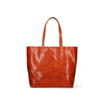 Geanta tote de piele False - Maro cognac
