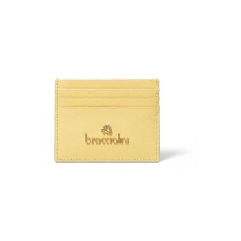 Portcart din piele cu logo - Galben