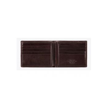 Portofel barbati  Da Vinci - din piele naturala - 2 compartimente pentru bancnote - 8 locuri pentru carduri - 10x12 -5cm - maro