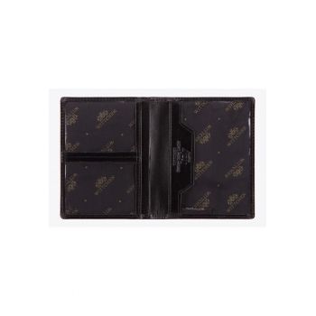 Portofel barbati -  etui documente din piele naturala - 4 compartimente - 12x9 -5cm - negru