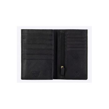 Portofel barbati  Florence - piele naturala - 15 locuri pentru carduri - negru - dimensiuni optime