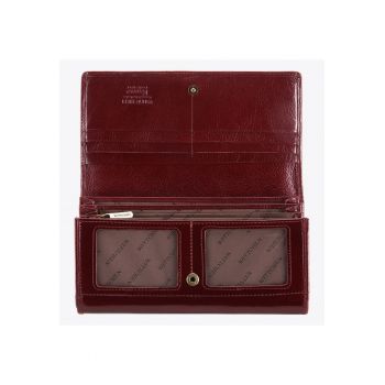 Portofel dama  din piele - bordou - 10x18 -5cm - cu multiple compartimente