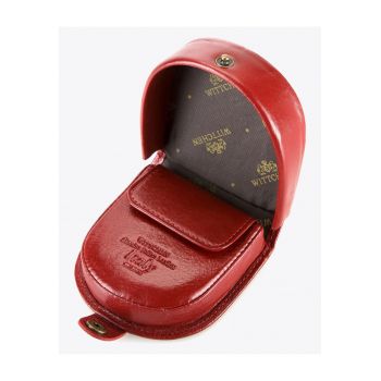 Portofel dama  din piele - forma de potcoava - 1 compartiment - rosu