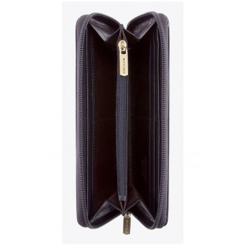 Portofel dama  din piele lacuita - 9x19cm - cu multiple compartimente - culoare albastru