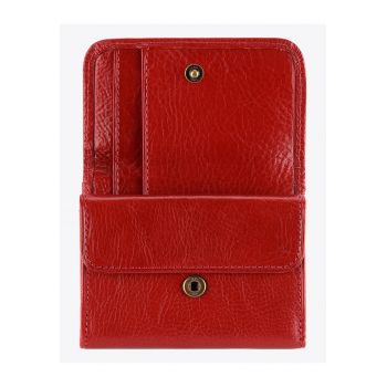 Portofel dama  mic - piele naturala - rosu - 7x9 -5cm