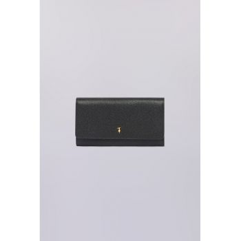 Portofel de piele cu logo - Negru