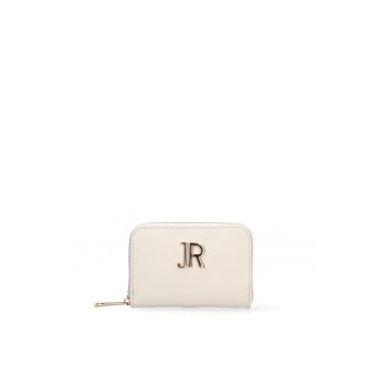 Portofel din piele cu fermoar Erisia Ultra - Alb/Auriu
