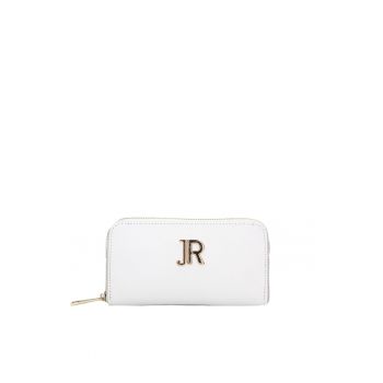 Portofel din piele cu fermoar Valoria Ultra - Alb/Auriu