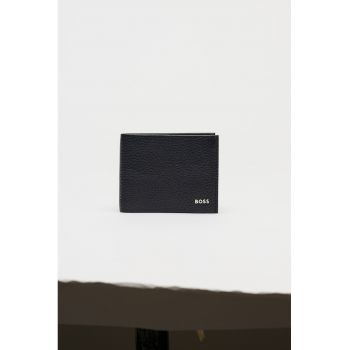 Portofel din piele cu logo Crosstown - Bleumarin