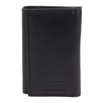 Portofel din piele cu logo - Negru